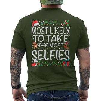 Most Likely To Take The Most Selfies Family Christmas Men's T-shirt Back Print - Monsterry DE