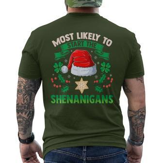 Most Likely To Start The Shenanigans Elf Christmas Men's T-shirt Back Print - Monsterry DE