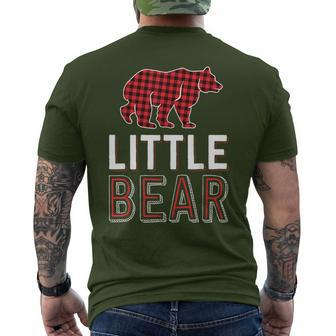 Little Bear Kid Red Buffalo Plaid Matching Family Christmas Men's T-shirt Back Print - Seseable