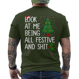 Look At Me Being All Festive And Shits Christmas Sweater Men's T-shirt Back Print - Monsterry UK