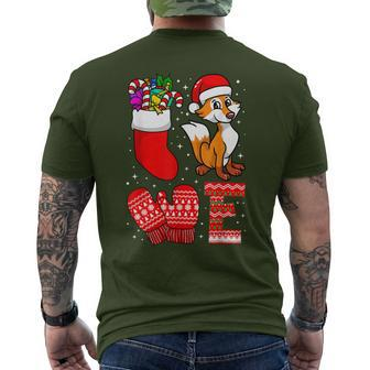 Love Christmas Word Red Fox Santa Hat Xmas Season Sock Men's T-shirt Back Print | Mazezy