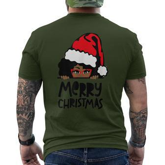 That Melanin Christmas Mrs Claus Santa Black Peeking Claus Men's T-shirt Back Print - Monsterry