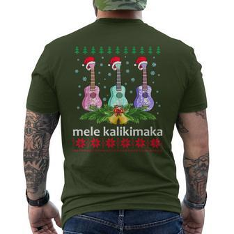 Mele Kalikimaka Ukulele Guitar Hawaii Christmas Men's T-shirt Back Print - Monsterry UK