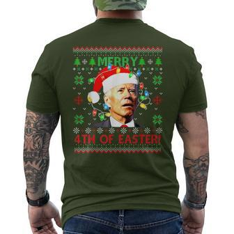 Merry 4Th Of Easter Santa Joe Biden Ugly Christmas Sweater Men's T-shirt Back Print - Monsterry