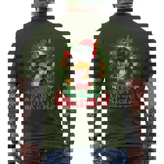 Merry Christmas Doberman Santa Hat Dog Lovers Ugly Sweater Men's T-shirt Back Print - Thegiftio