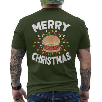 Merry Christmas Food Lover Bbq Pulled Pork Sandwich Xmas Men's T-shirt Back Print | Mazezy