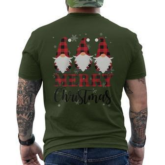 Merry Christmas Gnome Buffalo Plaid Red Family Christmas Men's T-shirt Back Print - Thegiftio