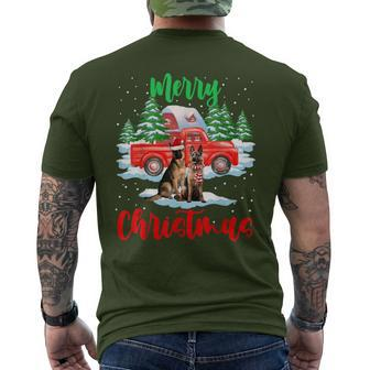 Merry Christmas Santa German Shepherd And Truck Dog Men's T-shirt Back Print | Mazezy