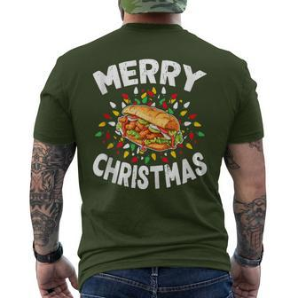 Merry Christmas Sweaters Food Lover Shrimp Po' Boy Xmas Men's T-shirt Back Print | Mazezy