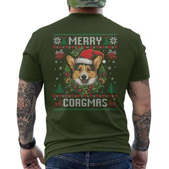Merry Corgmas Ugly Sweater Corgi Christmas Dog Lover Men's T-shirt Back Print - Monsterry UK