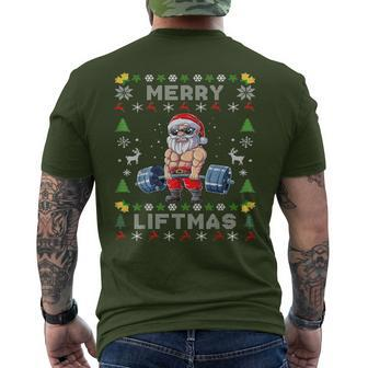 Merry Liftmas Christmas Santa Lifting Bodybuilding Men's T-shirt Back Print - Monsterry