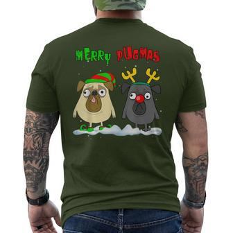 Merry Pugmas Christmas Party Xmas Holidays Pug Dog Lover Men's T-shirt Back Print - Monsterry AU