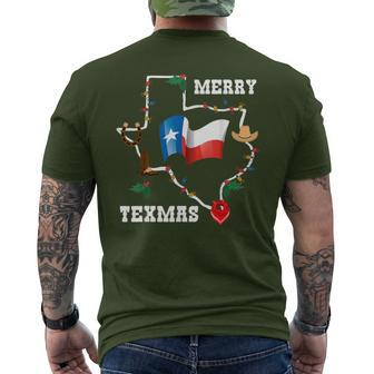 Merry Texmas Texas Flag Christmas Xmas Family Holidays Men's T-shirt Back Print - Thegiftio UK