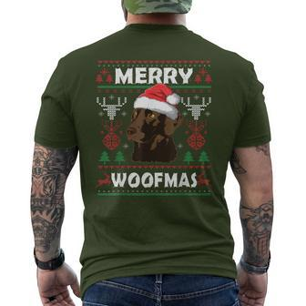Merry Woofmas Chocolate Lab Christmas Labrador Lover Men's T-shirt Back Print - Thegiftio UK