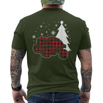 Monster Truck Buffalo Plaid Holiday Boys Christmas Men's T-shirt Back Print | Mazezy