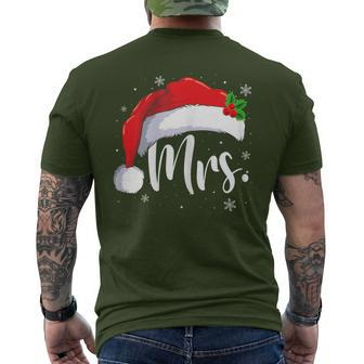Mr Mrs Claus Christmas Couples Matching His And Her Pajamas Men's T-shirt Back Print - Seseable