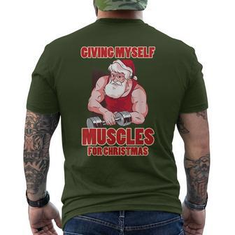 Muscle Xmas Weightlifting Santa Claus Costume Snow Christmas Men's T-shirt Back Print | Mazezy