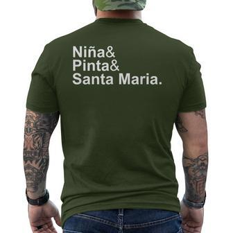 Niña & Pinta & Santa Maria Christopher Columbus Day Ships Men's T-shirt Back Print | Mazezy