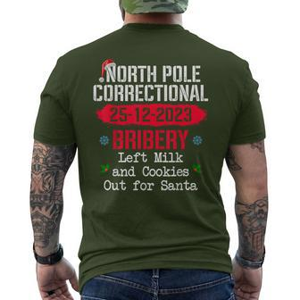 North Pole Correctional Bribery Left Milk Cookies For Santa Men's T-shirt Back Print | Mazezy