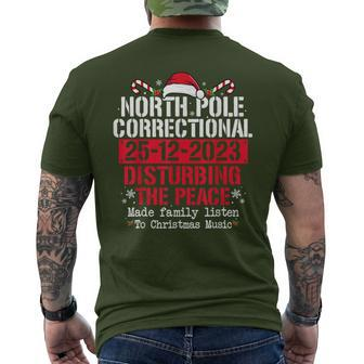 North Pole Correctional Disturbing Peace Family Christmas Men's T-shirt Back Print | Mazezy
