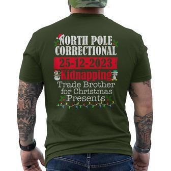 North Pole Correctional Kidnapping Traded Brother Christmas Men's T-shirt Back Print - Seseable