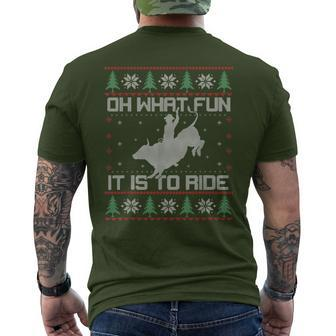 Oh What Fun Bull Riding Christmas Cowboy Western Xmas Men's T-shirt Back Print - Thegiftio UK