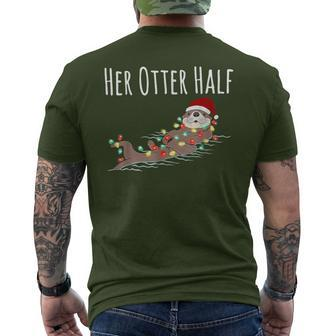 His And Her Otter Half Matching Couple Christmas Her Men's T-shirt Back Print - Thegiftio UK