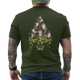Otters Christmas Tree Lights Holiday Otter Xmas Men's T-shirt Back Print - Thegiftio UK