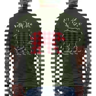 Papa Bear Pajama Red Buffalo Xmas Family Christmas Men's T-shirt Back Print | Mazezy