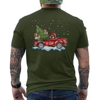 Papillon Dogs Ride Red Truck Christmas Xmas Men's T-shirt Back Print | Mazezy