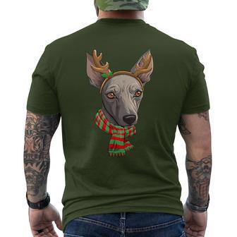 Peruvian Inca Orchid Dog Christmas Reindeer Santa Hat Men's T-shirt Back Print | Mazezy