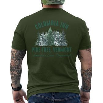 Pine Tree Vermont Always A White Christmas Tree Holiday Men's T-shirt Back Print | Mazezy