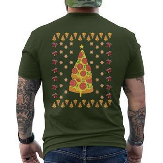 Pizza Tree Ugly Christmas Pajama Party Men's T-shirt Back Print - Monsterry UK