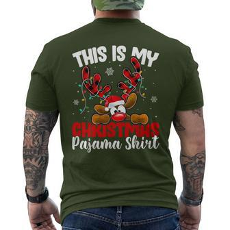 Plaid Reindeer This Is My Christmas Pajamas Xmas Family Men's T-shirt Back Print - Thegiftio UK