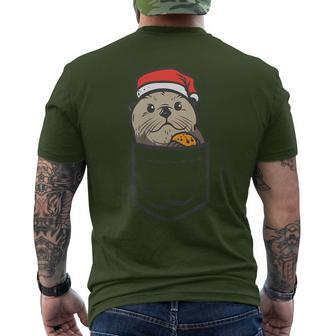 Pocket Sea Otter Santa Cookie Cute Animal Christmas Pet Men's T-shirt Back Print - Thegiftio UK