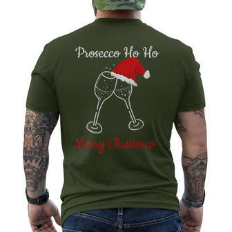 Prosecco Ho Ho Christmas Party Santa Hat Men's T-shirt Back Print | Mazezy