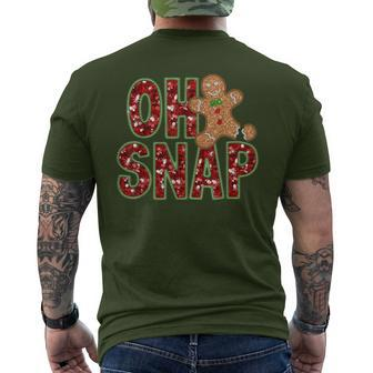 Red Cheerful Sparkly Oh Snap Gingerbread Christmas Cute Xmas Men's T-shirt Back Print | Mazezy