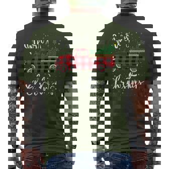 Red Truck Buffalo Plaid Merry Christmas Men's T-shirt Back Print | Mazezy