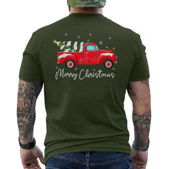 Red Truck Christmas Lights Santa Vintage Xmas Men's T-shirt Back Print | Mazezy