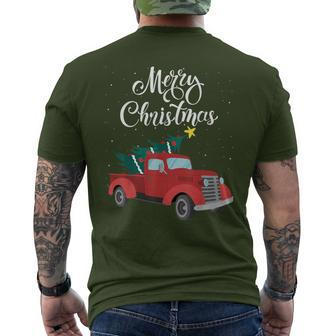 Red Vintage Truck Retro Christmas Tree Pickup Xmas Holidays Men's T-shirt Back Print - Monsterry CA