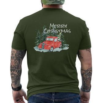Rustic Retro Farm Car Truck Wagon Christmas Fir Tree Pajamas Men's T-shirt Back Print | Mazezy