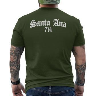 Santa Ana 714 Area Code Chicano Mexican Pride Biker Tattoo Men's T-shirt Back Print | Mazezy AU
