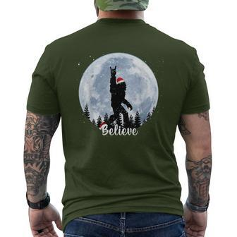 Santa Bigfoot Christmas Rock Roll Sasquatch Believe Xmas Men's T-shirt Back Print - Thegiftio UK