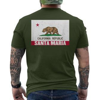 Santa Maria California Distressed Ca Republic Flag Men's T-shirt Back Print | Mazezy
