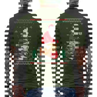 Santa Pooping Down The Chimney Ugly Sweater Christmas Men's T-shirt Back Print | Mazezy