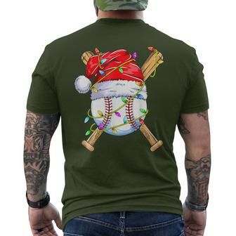 Santa Sports For Boys Christmas Baseball Player Men's T-shirt Back Print - Seseable
