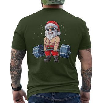 Santa Weightlifting Christmas Fitness Gym Deadlift Xmas Men's T-shirt Back Print - Seseable