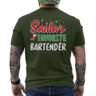 Santa's Favorite Bartender T Cute Xmas Party Drinking Men's T-shirt Back Print - Monsterry
