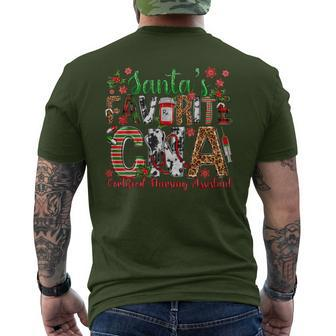 Santa's Favorite Cna Certified Nursing Assistant Christmas Men's T-shirt Back Print - Seseable