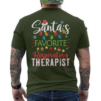 Santa's Favorite Respiratory Therapist Santa Hat Christmas Men's T-shirt Back Print - Monsterry UK